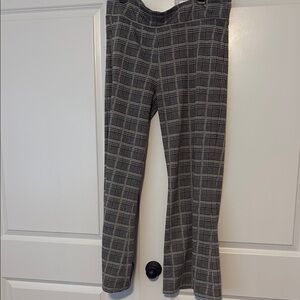 Betabrand Gray and Green Wide Leg Pants with Windowpane Check